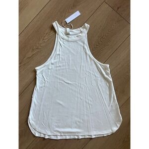 GENTLE FAWN White Mori Tank Top Ribbed Halter Neck XS New With Tags